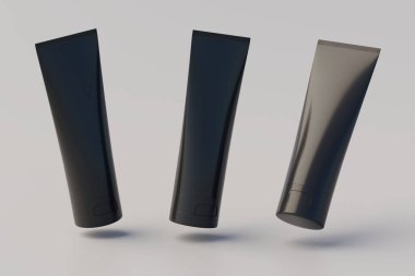 Cosmetic Cream Tube Packaging Multiple Tubes Mockup. 3D Illustration
