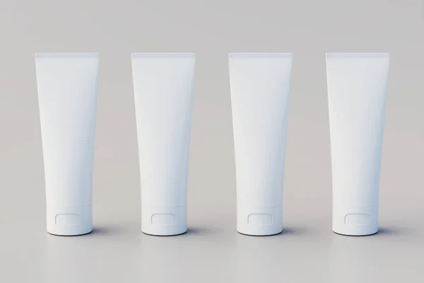Cosmetic Cream Tube Packaging Multiple Tubes Mockup. 3D Illustration