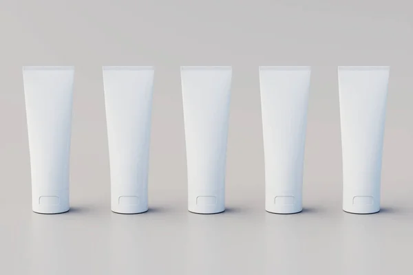 Cosmetic Cream Tube Packaging Multiple Tubes Mockup. 3D Illustration