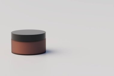 Amber Glass Cosmetic Jar Mockup. 3D Rendering