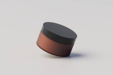 Amber Glass Cosmetic Jar Mockup. 3D Rendering