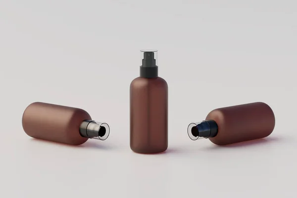 Minimal concept. Multiple Spray Bottle Mockup. 3D Illustration