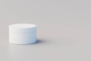 White Plastic Cosmetic Multiple Jars Mockup. 3D Illustration