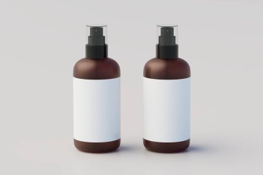 Minimal concept. Multiple Spray Bottle Mockup. 3D Illustration