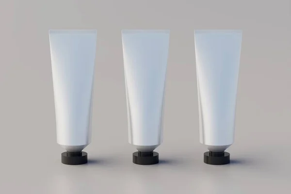 Plastic Aluminum Cosmetic Paint Multiple Tube Mockup. 3D Rendering