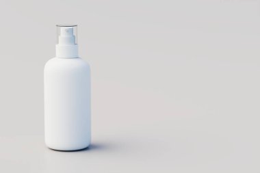 Beyaz plastik sprey çoklu şişe maketi. 3B Görüntü