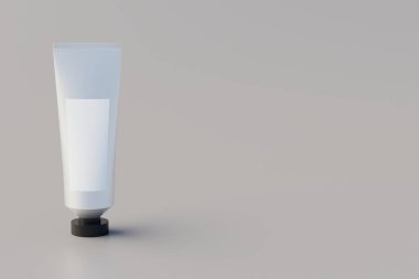 Aluminum Plastic Cosmetic Multiple Paint Tube Mockup Blank Label. 3D Illustration