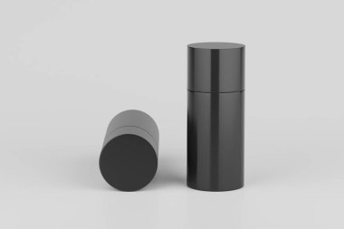 Black Plastic Spray Deodorant Multiple Bottles Bottle Mockup. 3D Rendering