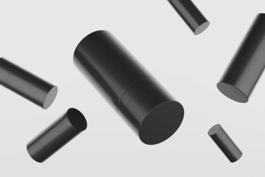 Black Plastic Spray Deodorant Multiple Bottles Bottle Mockup. 3D Rendering