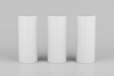White Plastic Spray Deodorant Multiple Floating Bottle Mockup. 3D Rendering