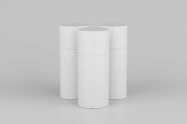 White Plastic Spray Deodorant Multiple Floating Bottle Mockup. 3D Rendering