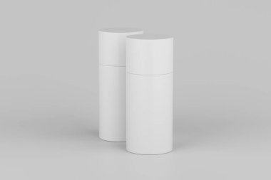 White Plastic Spray Deodorant Multiple Floating Bottle Mockup. 3D Rendering
