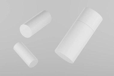 White Plastic Spray Deodorant Multiple Floating Bottle Mockup. 3D Rendering