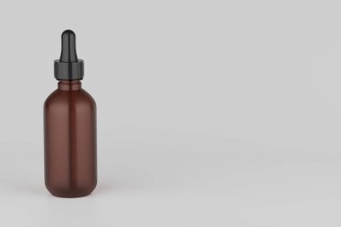 Amber Glass Dropper Mockup Multiple Bottles. 3D Rendering