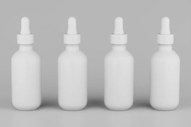 White Dropper Mockup Multiple Bottles. Blank Label. 3D Illustration