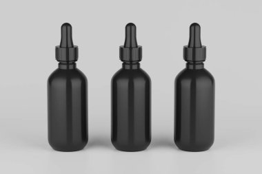 White Dropper Mockup Multiple Bottles. Blank Label. 3D Illustration