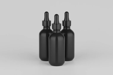White Dropper Mockup Multiple Bottles. Blank Label. 3D Illustration