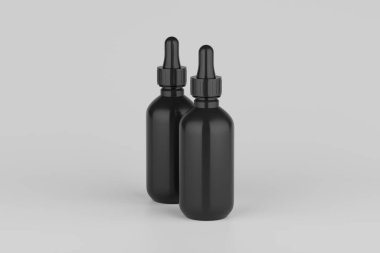 White Dropper Mockup Multiple Bottles. Blank Label. 3D Illustration