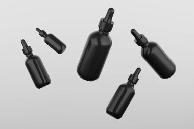 White Dropper Mockup Multiple Bottles. Blank Label. 3D Illustration