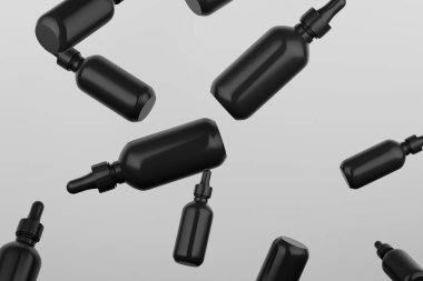 White Dropper Mockup Multiple Bottles. Blank Label. 3D Illustration