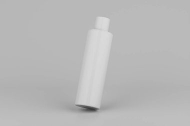 White Plastic Shampoo, Shower Gel, Skin Tonic, Multiple Floating Cosmetic Bottle Mockup. 3D Rendering