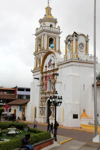 Chignahuapan Puebla México Setembro 2014 Plaza Armas Com Quiosque Madeira — Fotografia de Stock