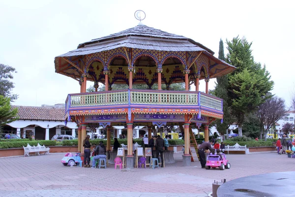 Chignahuapan Puebla Mexico Sep 2014 Plaza Armas Colorful Wooden Kiosk — 图库照片