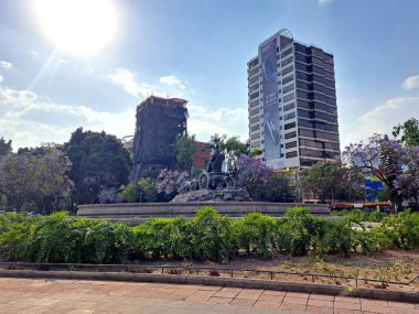 Mexico City, Meksika - 01 Nisan 2023 Mexico City 'deki Cibeles çeşmesi Madrid, İspanya' da bulunan Plaza de Cibeles 'in birebir kopyası. İspanyolca ve Meksikaca arasındaki kardeşlik sembolü