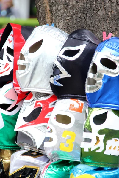 Mexico City Mexiko Augusti 2023 Street Stall Sälja Masker Kända — Stockfoto