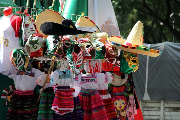 Ciudad México México Septiembre 2023 Puesto Callejero Que Vende Banderas —  Fotos de Stock