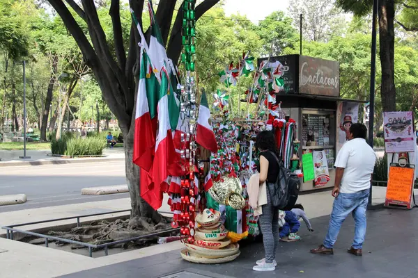 Mexico City Mexico Eylül 2023 Meksika Renkli Bayraklar Fırıldak Şapkalar — Stok fotoğraf