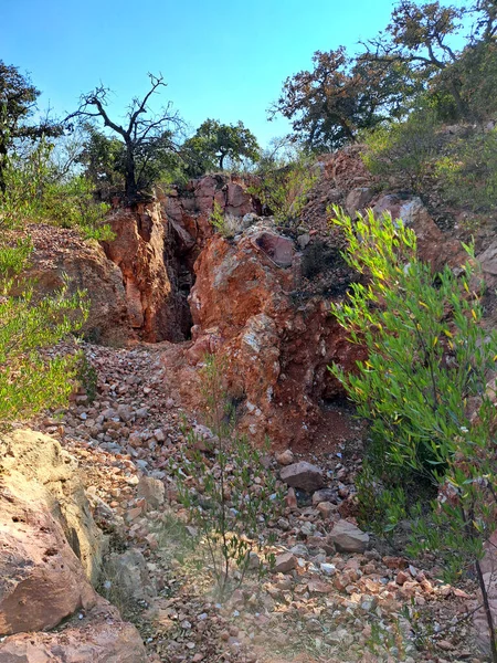 Open pit opal mining in Tequisquiapan Queretaro, Mexico is a natural wonder of towering orange rock formations