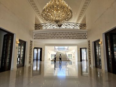 Mexico City, Mexico - 7 Şubat 2024: Başkan 'ın ikamet ettiği Los Pinos Kültür Kompleksi, CDMX' teki Chapultepec Ormanı içinde halka açık bir alandır.