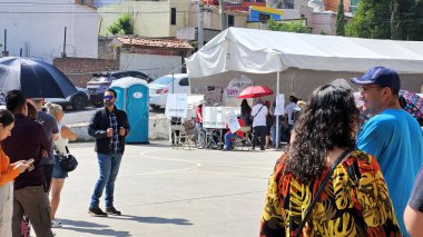 Mexico City, Mexico - 2 Haziran 2024 Meksika cumhurbaşkanlığı seçimi günü Morena partisi Claudia Sheibaum ile kazandı.