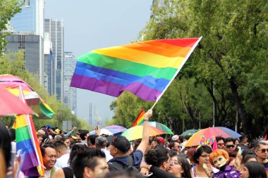 Mexico City, Mexico - 29 Haziran 2024: LGBT + Pride March, Reforma Bulvarı 'nda her yıl gerçekleşen bir festival gösterisidir.