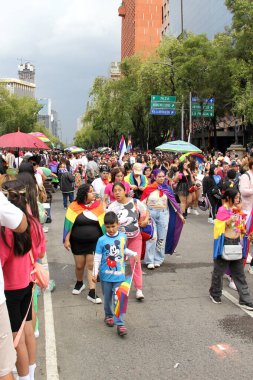 Mexico City, Mexico - 29 Haziran 2024: LGBT + Pride March, Reforma Bulvarı 'nda her yıl gerçekleşen bir festival gösterisidir.