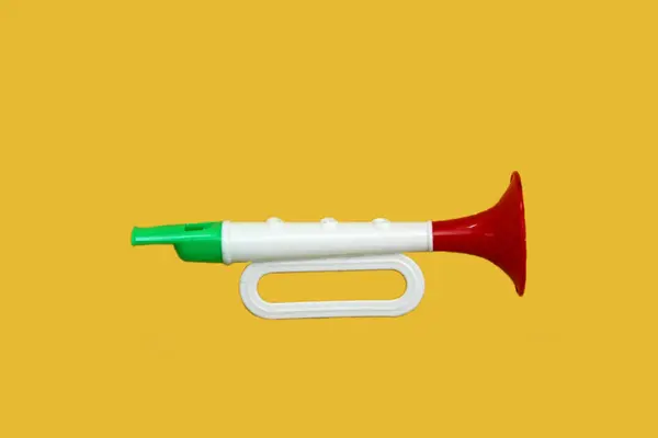 stock image Tricolor toy trumpet with the colors of the Mexican flag to celebrate Independence Day of Mexico and Revolution Day