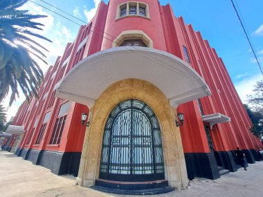 Mexico City, Mexico - 23 Ağustos 2023: Fronton Mexico, CDMX 'teki Plaza de la Repblica' da yer alan bir Bask pelota mekanıdır.