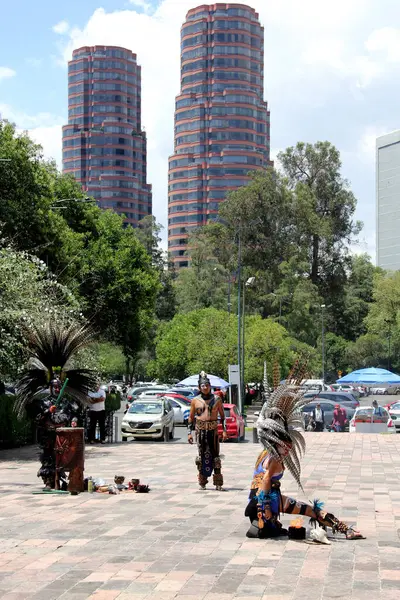 Stock image Mexico City, Mexico - Aug 2 2023: Show of pre hispanic dances inspired by religious beliefs, to worship deities that present in CDMX