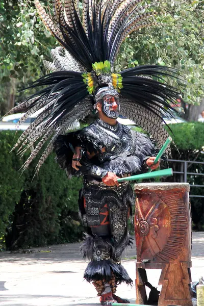 Stock image Mexico City, Mexico - Aug 2 2023: Show of pre hispanic dances inspired by religious beliefs, to worship deities that present in CDMX