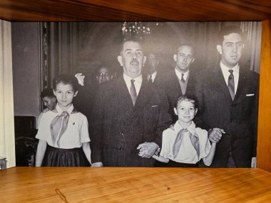 Mexico City, Mexico - Feb 7 2024: Lazaro Cardenas Presidential House inside the Los Pinos Cultural Complex of CDMX with exhibition of the Mexican president clipart