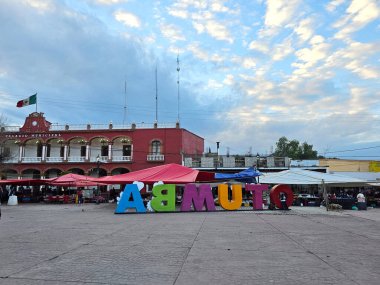 Otumba, Edomex, Mexico - Feb 14 2024: Otumba, magical town in the state of Mexico, important for donkeys, obsidian and pulque clipart