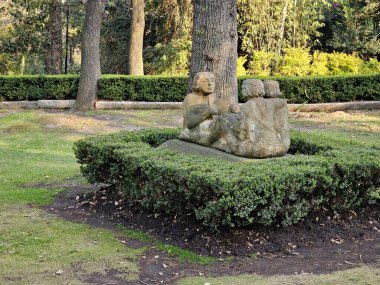 Mexico City, Mexico - 7 Şubat 2024: Eskiden Meksika Cumhurbaşkanı 'nın resmi konutu olan Los Pinos Kültür Kompleksi, Chapultepec Ormanı' nda halka açıktır.