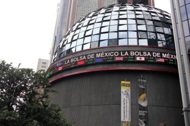 Mexico City, Mexico - Oct 2 2024: Iconic building in CDMX of the Bolsa Mexicana de Valores BMV, a private Mexican financial entity that carries out securities movements through financial intermediarie clipart