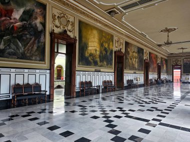 Merida, Yucatan, Mexico - Oct 28 2024: Government Palace in the center of Merida, Yucatan, Mexico free entrance to the courtyard, halls and murals inside clipart