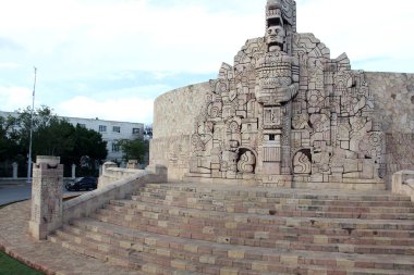 Merida, Yucatan, Mexico - Oct 29 2024: Monument to the homeland in Merida, Yucatan, Mexico made of hand-sculpted stone located on Paseo de Montejo avenue clipart