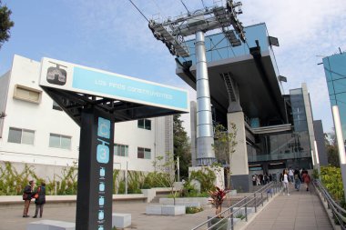 Mexico City, Mexico - Jan 8 2025: Los Pinos Constituyentes Station of Line 3 of the Cablebus with cabins that improve the mobility of CDMX clipart