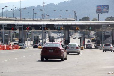 Mexico City, Mexico - Jan 1 2025: Toll booth at the exit to the highway from CDMX towards Cuernavaca, Morelos clipart