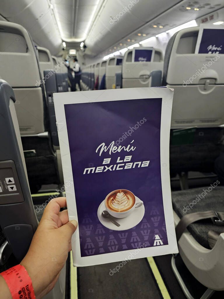 Zumpango, Mexico State, Mexico - Oct 26 2024: Mexicana airline with internal flights within Mexico with counter and offices inside the AIFA