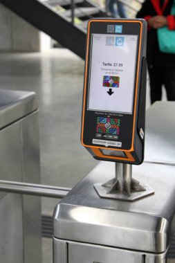 Mexico City, Mexico - Jan 8 2025: Los Pinos Constituyentes Station of Line 3 of the Cablebus with cabins that improve the mobility of CDMX clipart